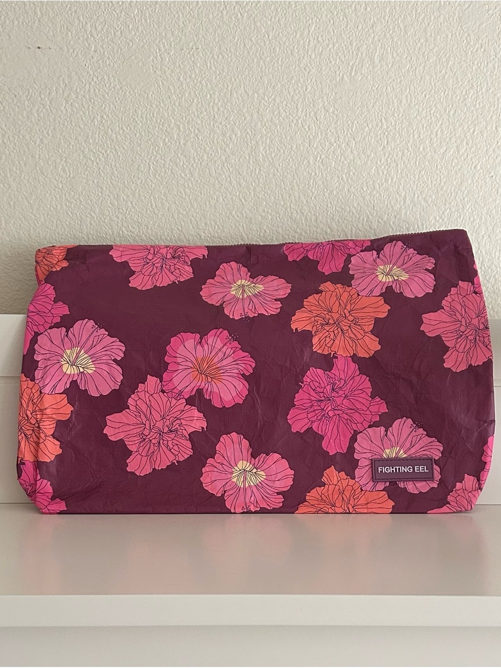 Fighting Eel Tyvek Zipper Large Pouch (Hibiscus)